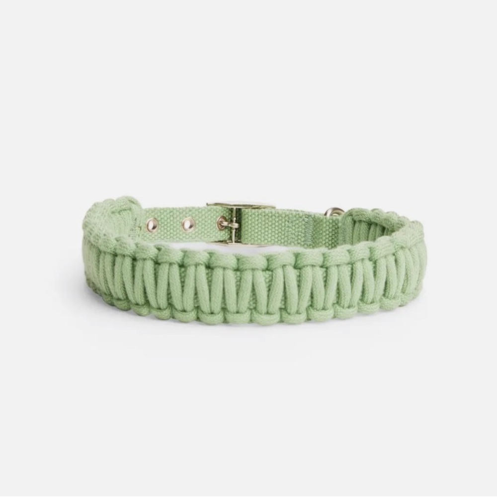 YOULY “The Bohemian” Green Macrame Dog Collar and Leash